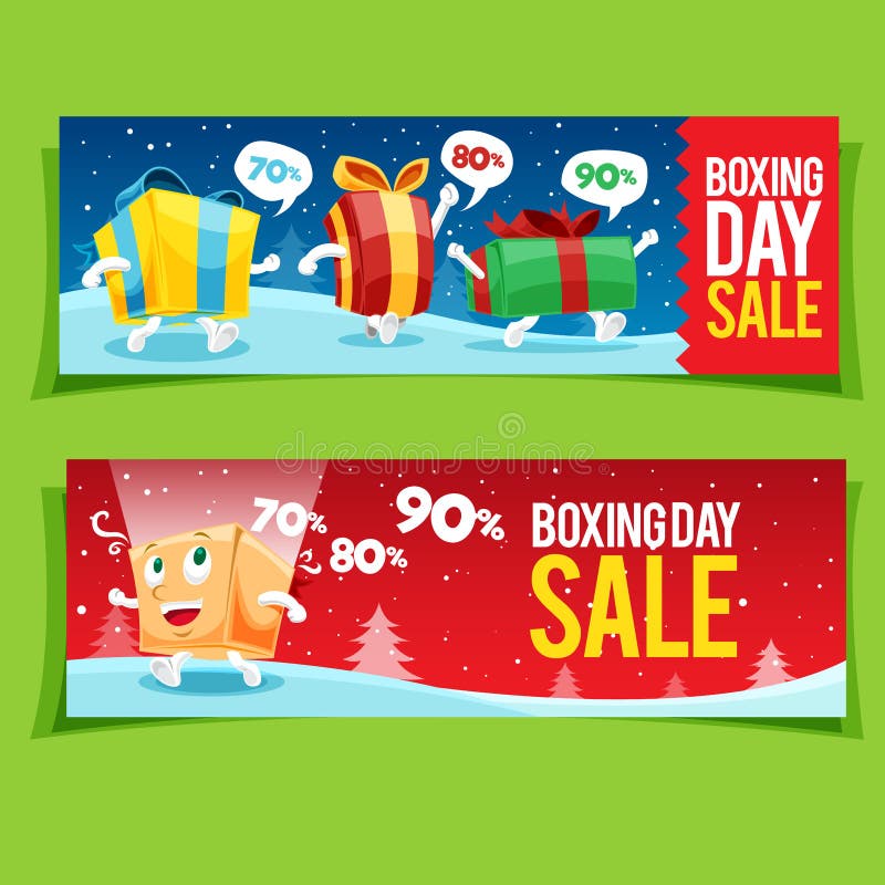 Happy Boxing day sale design with gift boxes, shopping holiday big savings.