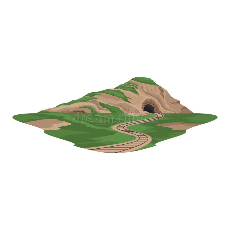Tunnel Railway under the Mountain Train Transport Landscape stock illustration