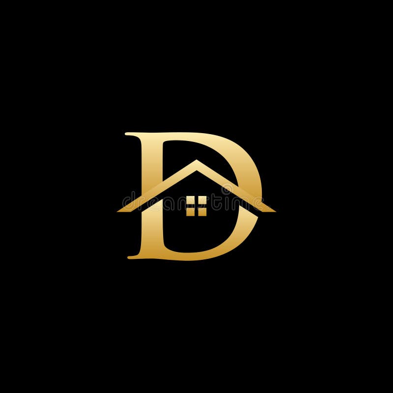 Golden D house letter logo. Golden D house letter logo