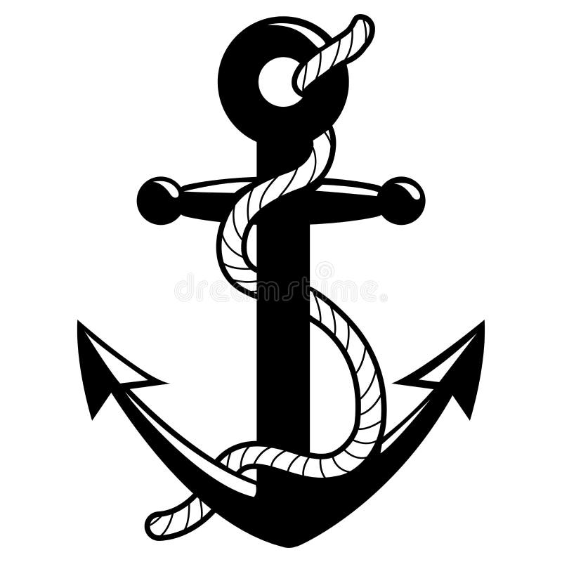 Anchor Black Drawing White Stock Illustrations – 2,350 Anchor