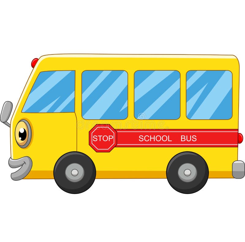 Yellow school bus cartoon on white background vector illustration