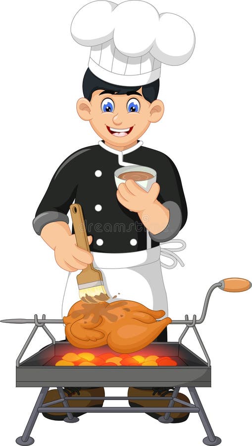 Funny chef in a kitchen Royalty Free Vector Image