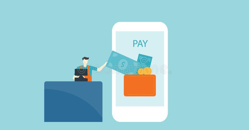 Flat vector banner design business mobile payment royalty free illustration Flat vector banner design business mobile payment royalty free illustration