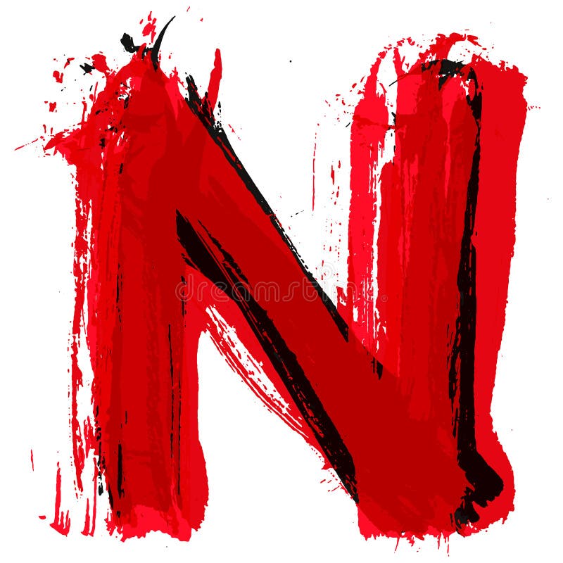 Red and Black Uppercase Letter.Vector Brush Paint Lettering. Stock