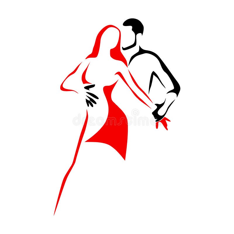 Salsa dance school logo. Couple dancing latin music