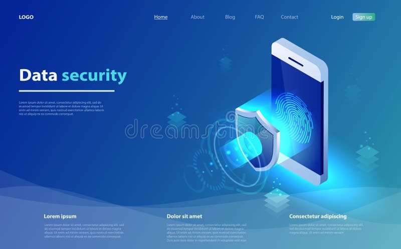 Mobile data security concept. Smartphone with security shield and access window. Internet security shield business. stock illustration