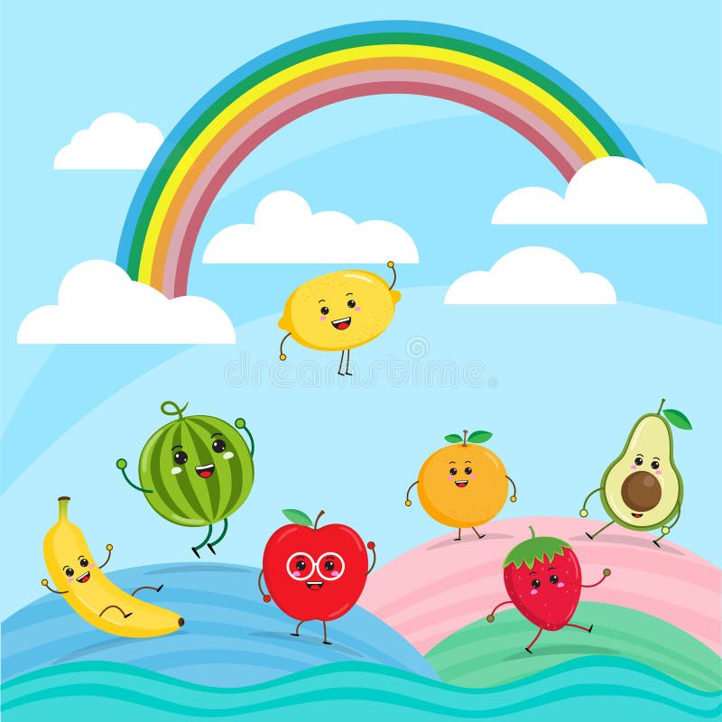 Cartoon Funny fruit characters, eps 10 royalty free illustration