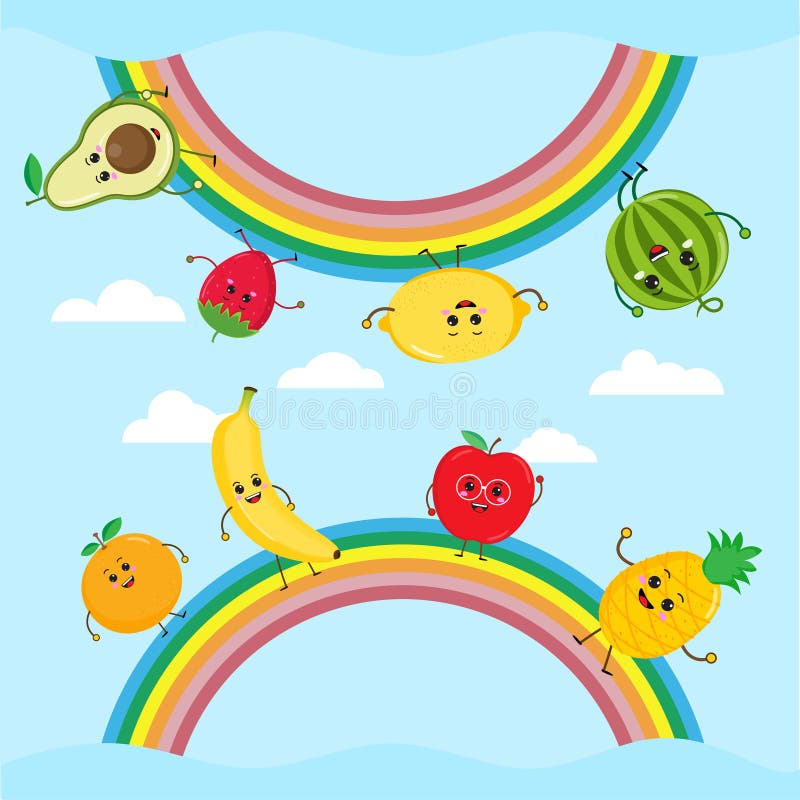 Cartoon Funny fruit characters, eps 10 royalty free illustration