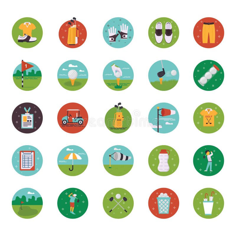 Golf Course Flat Icons royalty free illustration Golf Course Flat Icons royalty free illustration