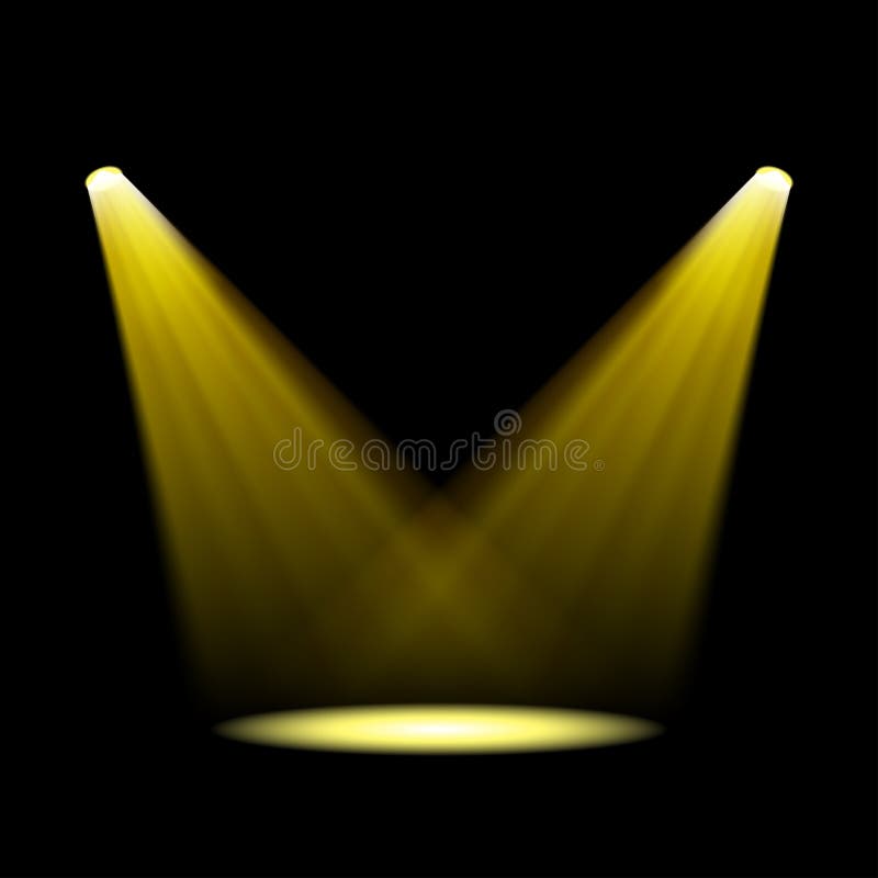 Golden Spotlights Shining On Transparent Background Stock Vector