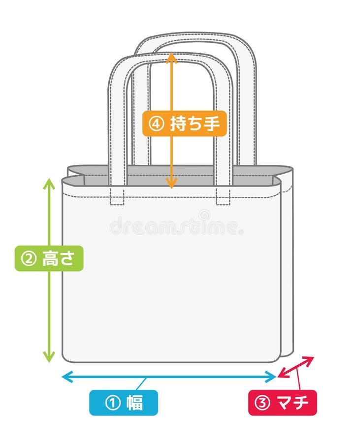 Tote Bag Illustration for Size Chart Stock Vector Illustration of