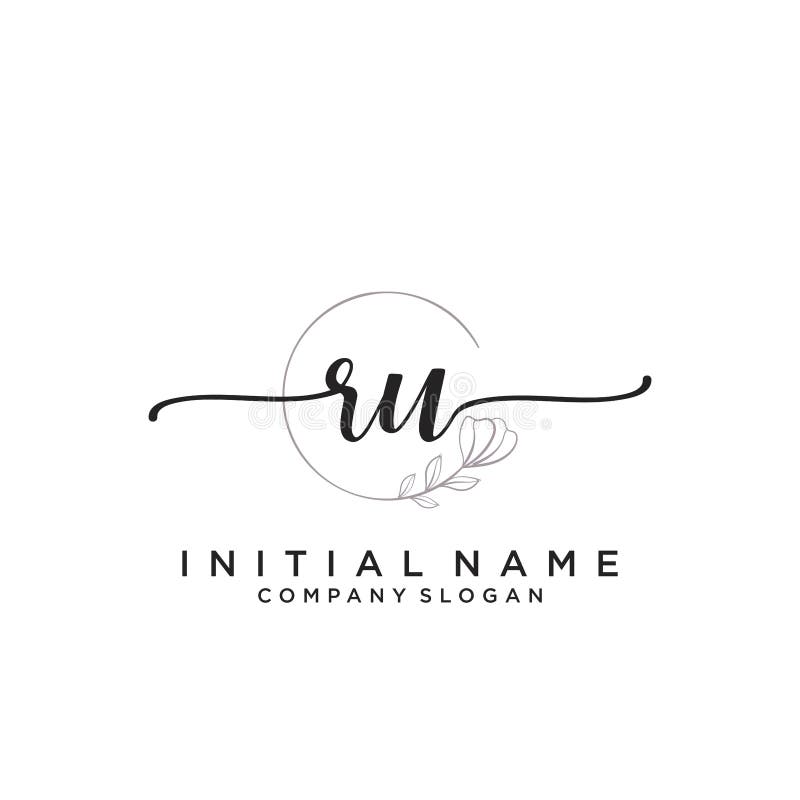 RU Letter Initial Beauty Monogram and Elegant Logo Design, Handwriting ...