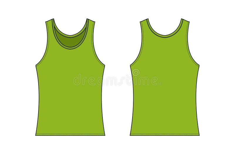 Women`s Tank Top Template Illustration / Green Stock Vector