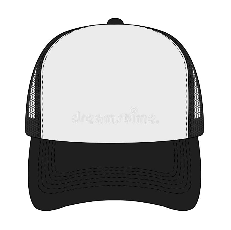 Trucker Cap , Mesh Cap Template Illustration / Black Stock Vector ...