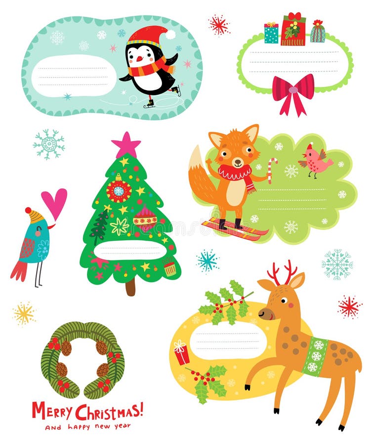 Cute Christmas Stickers Stock Illustration - Download Image Now -  Christmas, Sticker, Holiday - Event - iStock