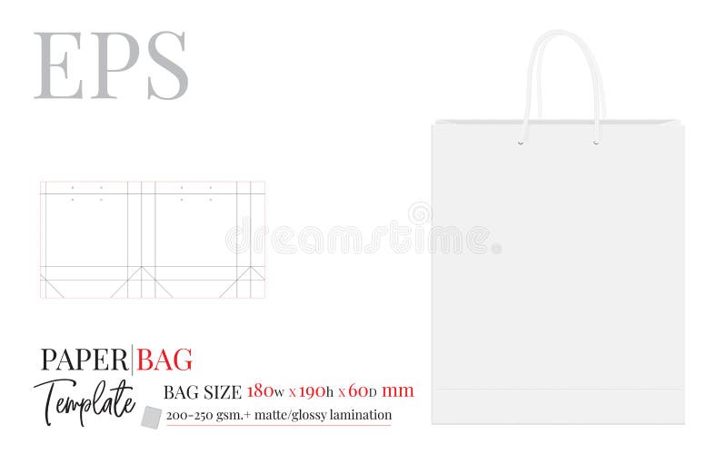 Paper Bag Template, Vector with Die Cut / Laser Cut Layers ...