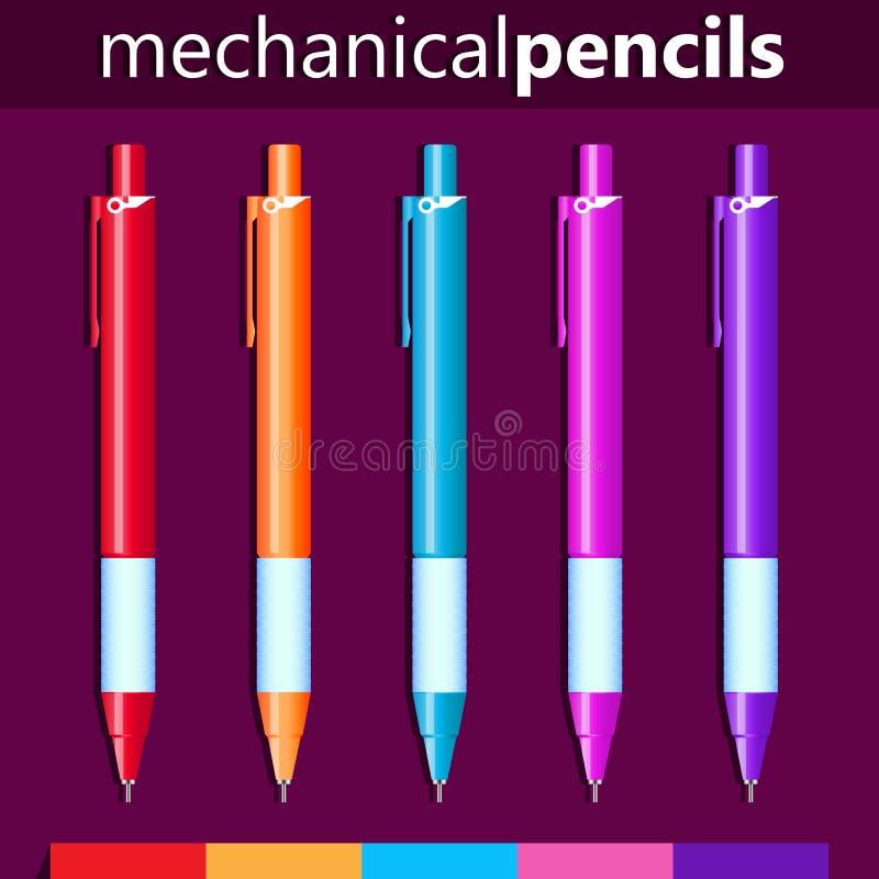 Set of Mechanical Pencils Vector Illustration Stock Vector Illustration of bold, inscription