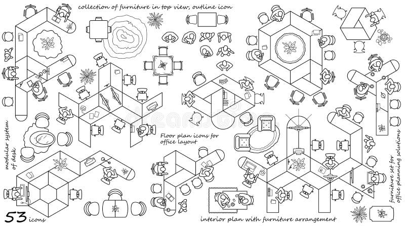 Floor Furniture Icons Plan Stock Illustrations 690 Floor