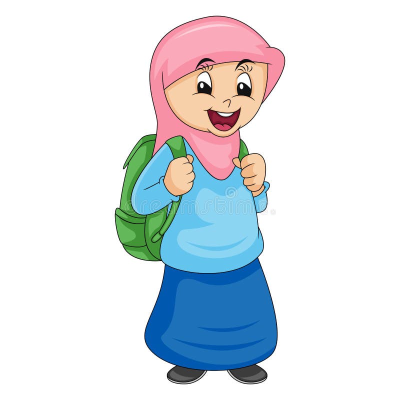 Girl Muslim - Cute and Beautiful Cartoon Vector Illustration Stock ...