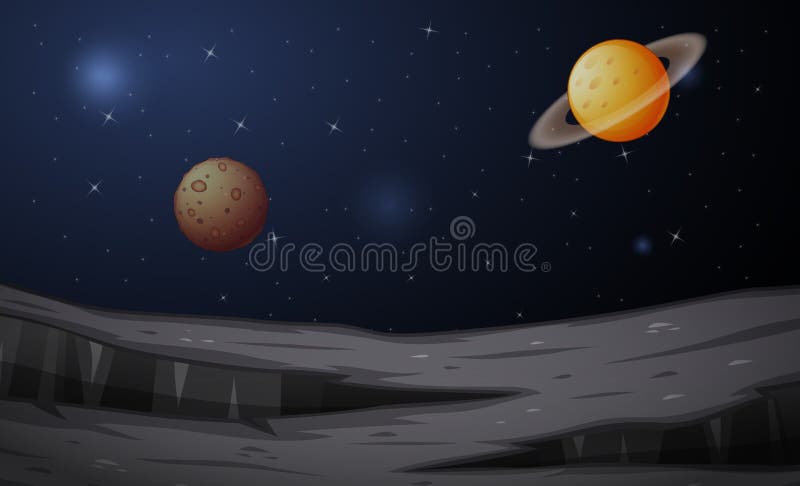 Mars and saturn planet landscape in space illustration stock illustration Mars and saturn planet landscape in space illustration stock illustration