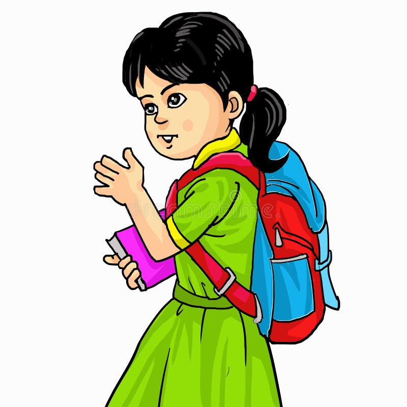 Girl Ready To School Cartoon Stock Vector Illustration Of Fashion Elementary