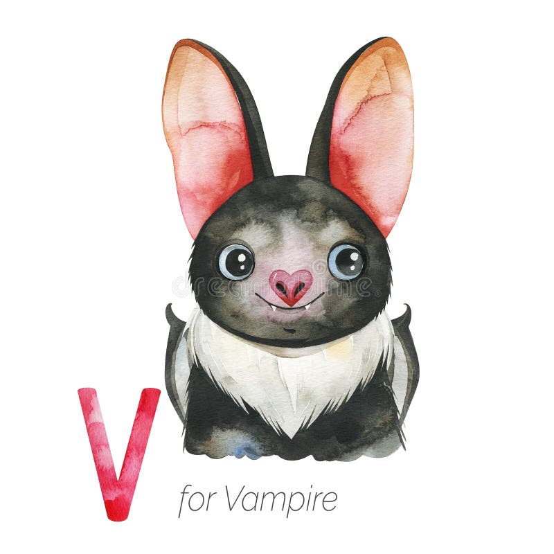 Cute Vampire Bat for V letter.