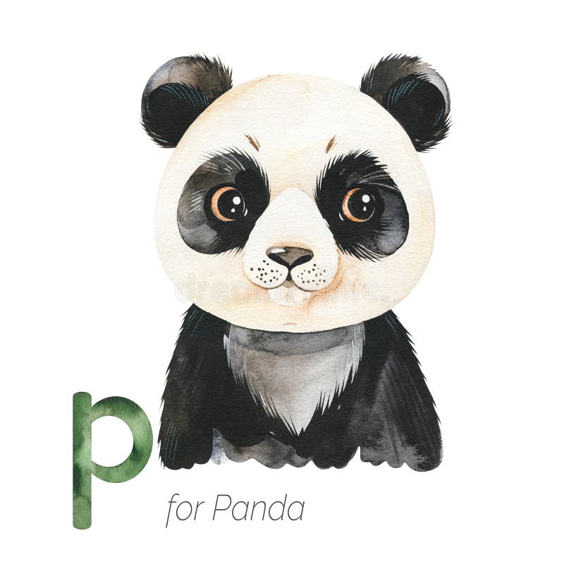 Cute Panda for P letter. stock illustration
