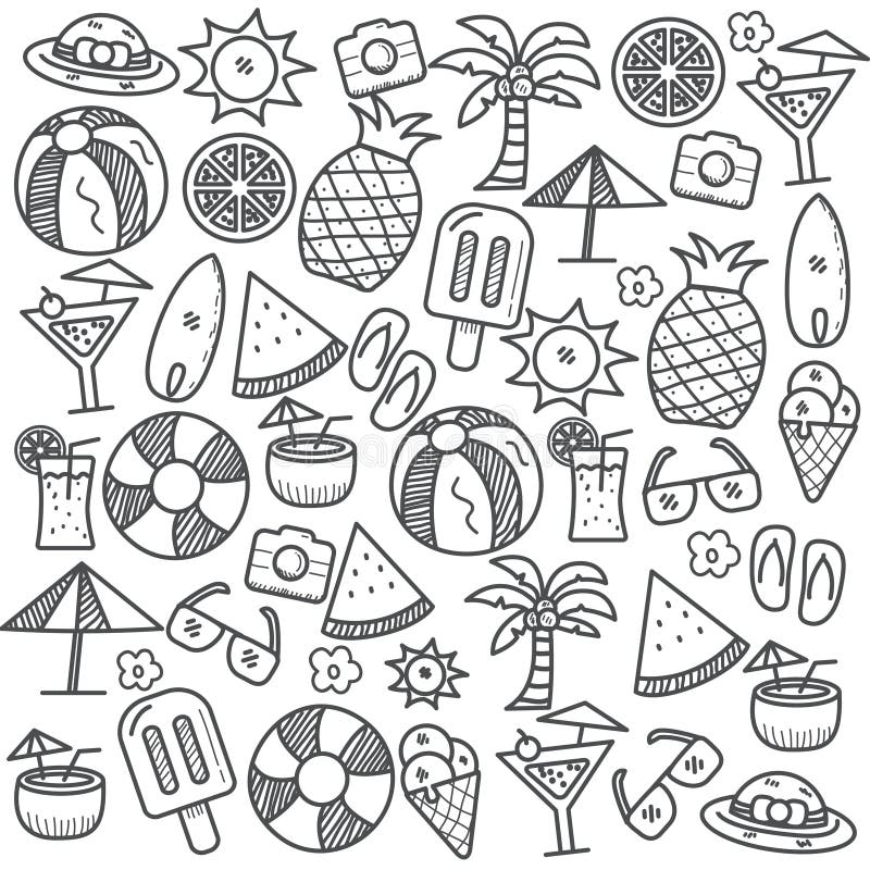 Summer theme background with hand drawn doodle vector