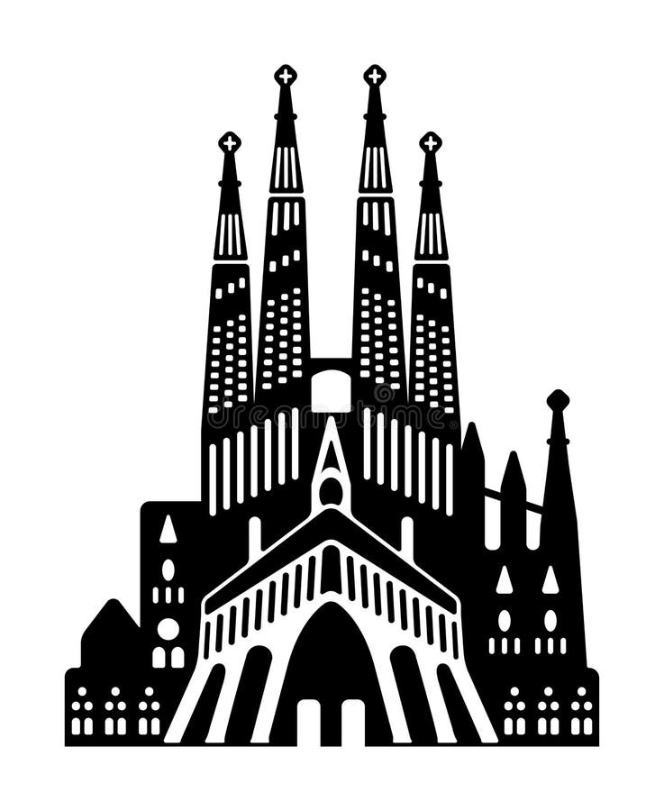 Sagrada Familia - Spain / World Famous Buildings Vector Illustration ...