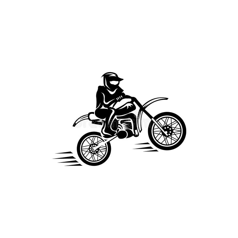 Black silhouettes Motocross rider on a motorcycle. Vector