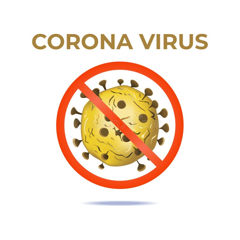 Vector illustration of Corona virus with red stop sign. stock illustration Vector illustration of Corona virus with red stop sign. stock illustration