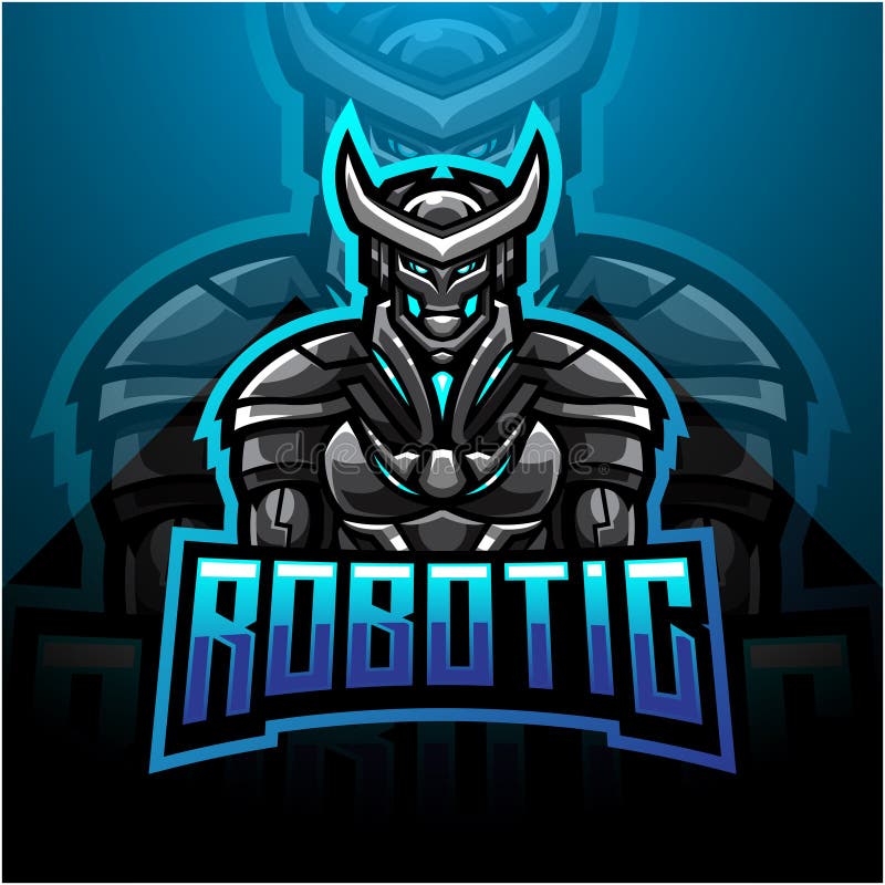 Robotic  esport mascot logo design stock illustration