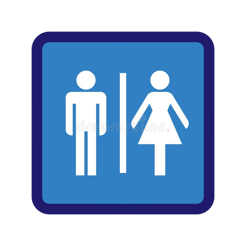 Vector Illustration with Man and Woman Icons, Toilet or Restroom Symbol