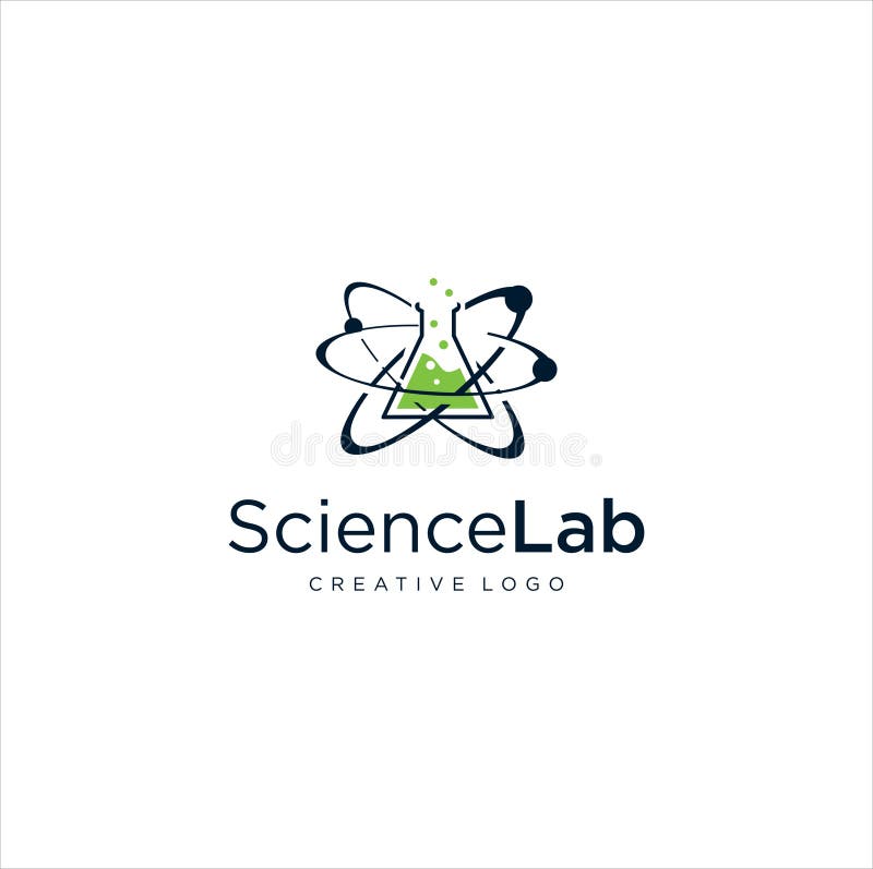 Lab Science Atom scientific Logo Icon Design. Atom Lab Logo Design Vector Illustration stock illustration