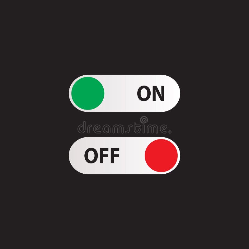 On and Off Switch Toggle Switch Button Set. Vector Illustration
