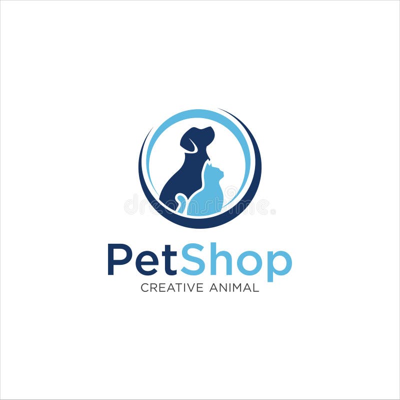 Pet Shop Logo . Pet Logo Design . Dog Cat Logo . Animal Pet Care Logo