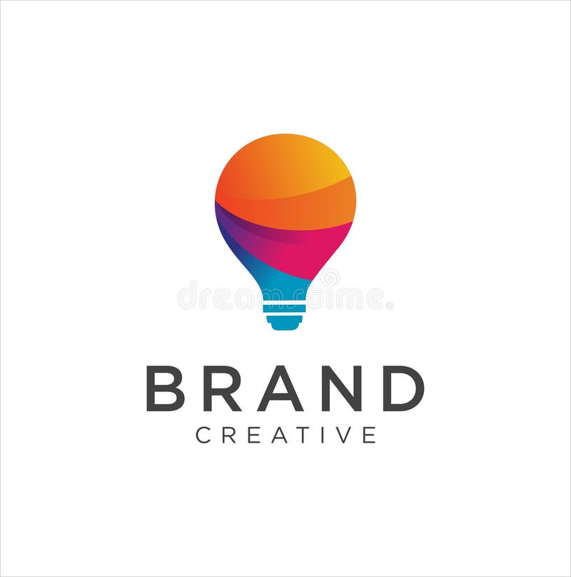 Smart bulb tech logo icon. Idea creative light bulb logo. Bulb digital logo technology Idea. Bulb Logo Design Colorfull. royalty free illustration