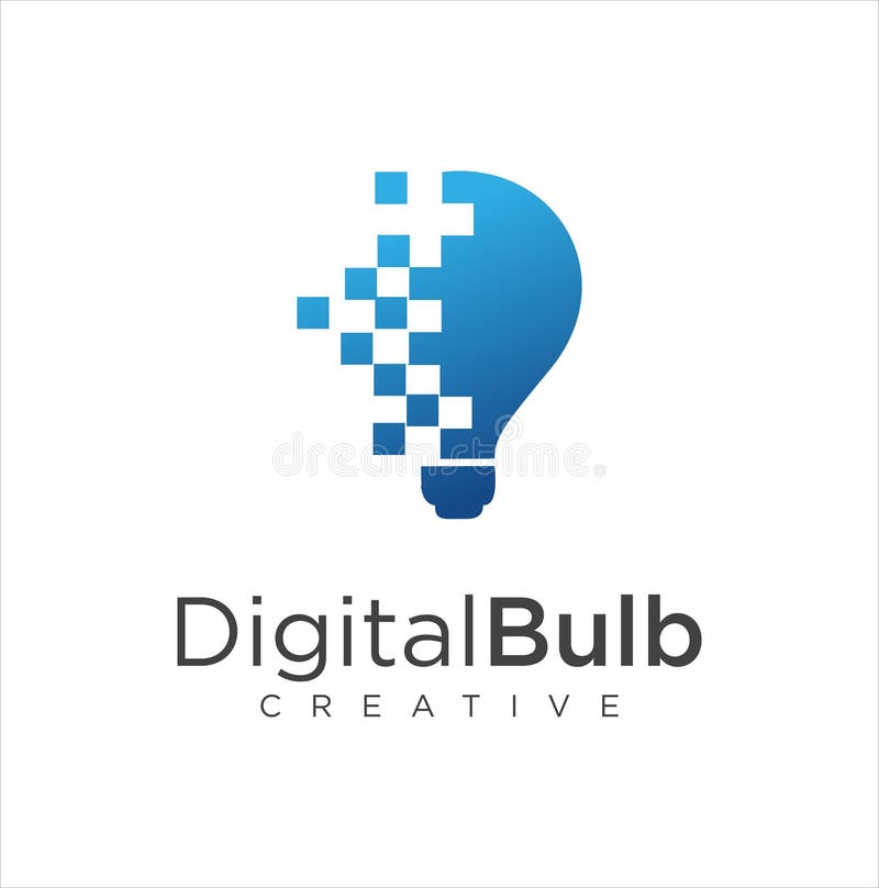 Smart bulb tech logo icon. Idea creative light bulb logo. Bulb digital logo technology Idea. Bulb Logo Design Colorfull. stock illustration