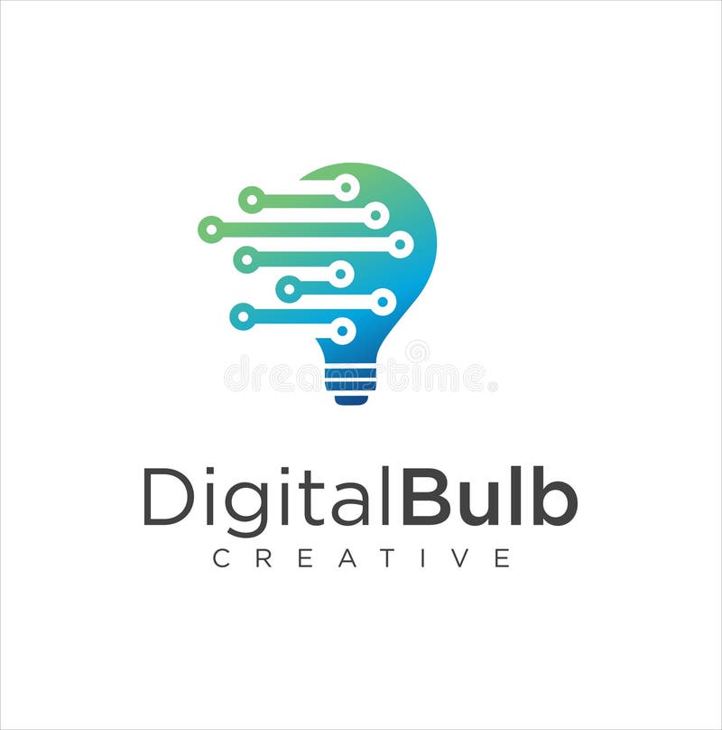 Smart bulb tech logo icon. Idea creative light bulb logo. Bulb digital logo technology Idea. Bulb Logo Design Colorfull. stock illustration