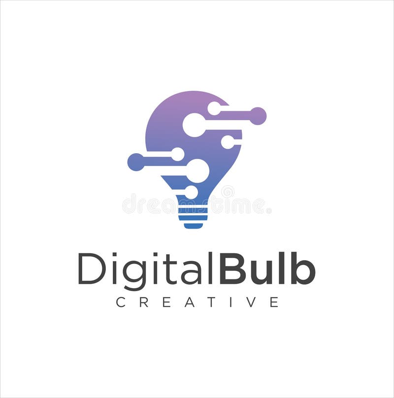 Smart bulb tech logo icon. Idea creative light bulb logo. Bulb digital logo technology Idea. Bulb Logo Design Colorfull. vector illustration