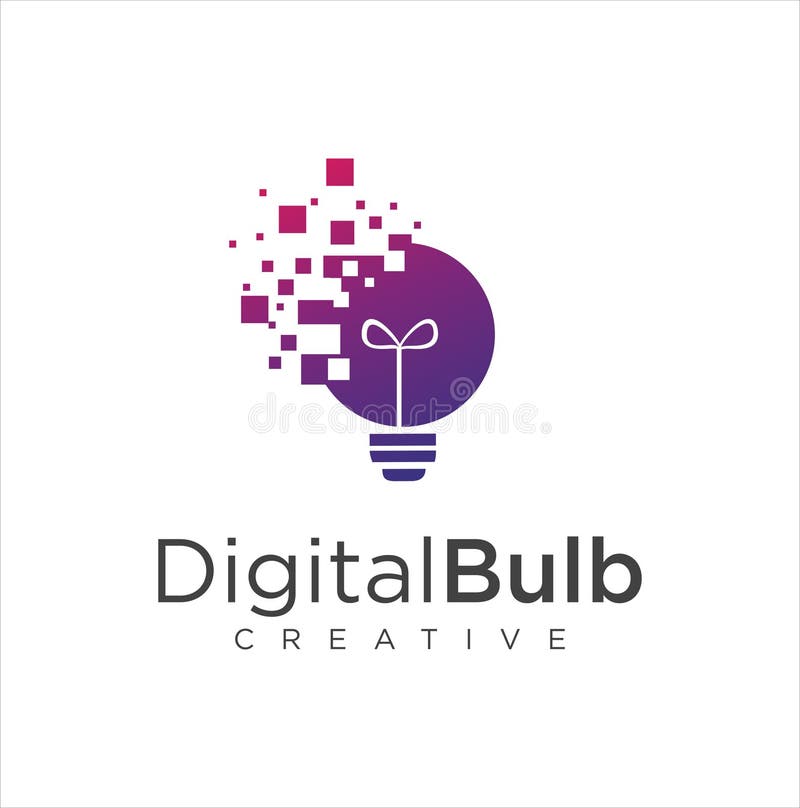 Smart bulb tech logo icon. Idea creative light bulb logo. Bulb digital logo technology Idea. Bulb Logo Design Colorfull. stock illustration