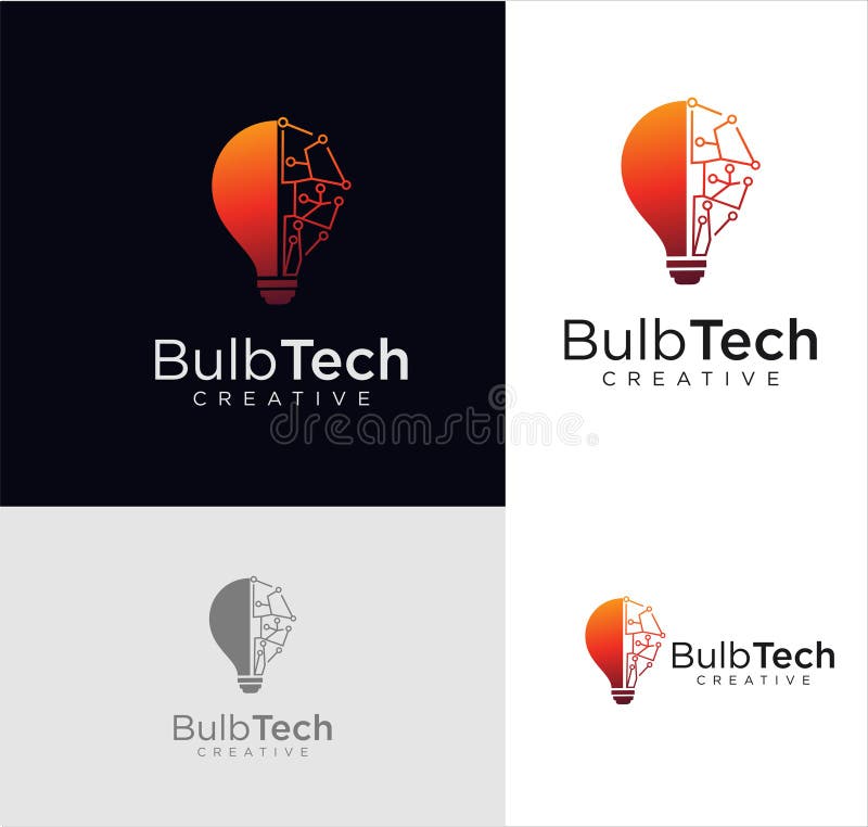 Smart bulb tech logo icon. Idea creative light bulb logo. Bulb digital logo technology Idea. Bulb Logo Design Colorfull. vector illustration