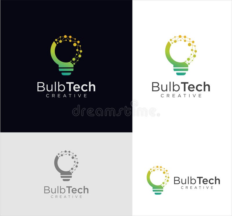 Smart bulb tech logo icon. Idea creative light bulb logo. Bulb digital logo technology Idea. Bulb Logo Design Colorfull. vector illustration