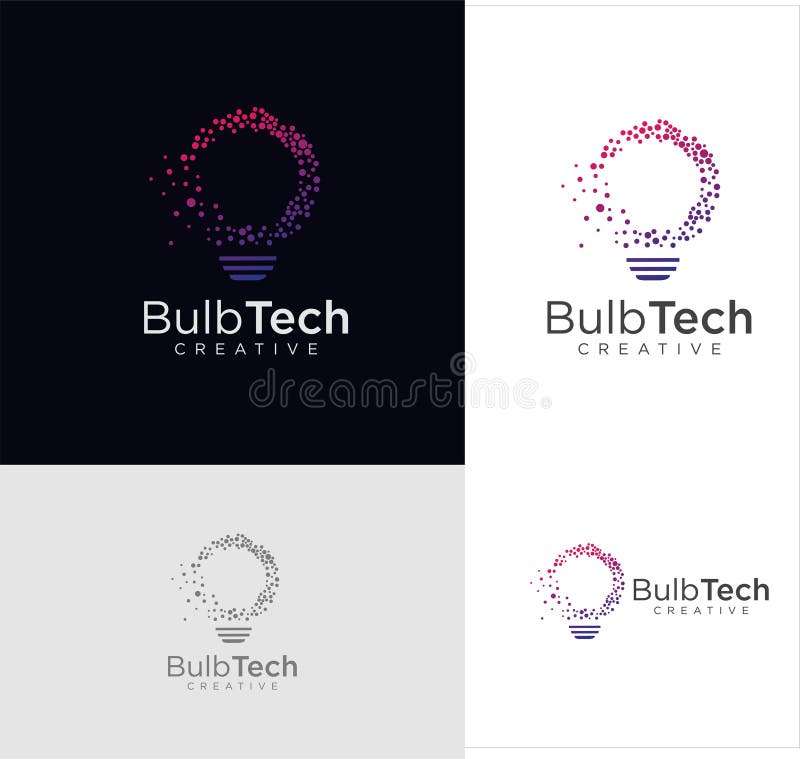Smart bulb tech logo icon. Idea creative light bulb logo. Bulb digital logo technology Idea. Bulb Logo Design Colorfull. vector illustration
