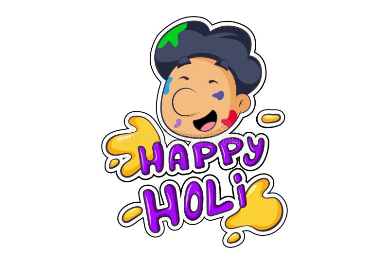 Vector Cartoon Illustration of Holi Sticker Stock Vector - Illustration of  joyful, background: 174515059
