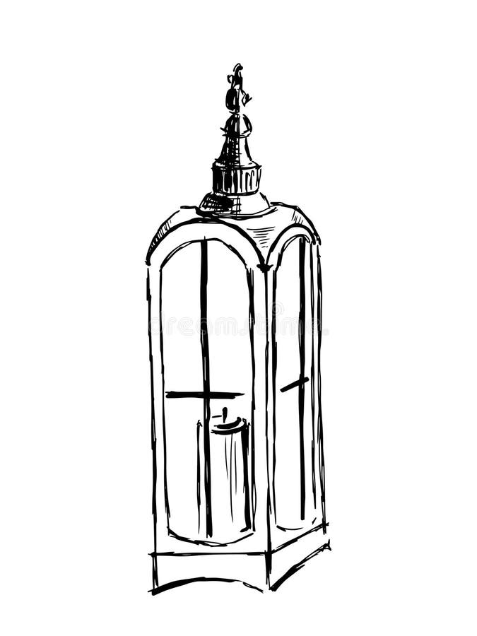 Vintage Candle Holder with a Candle Inside Stock Vector Illustration