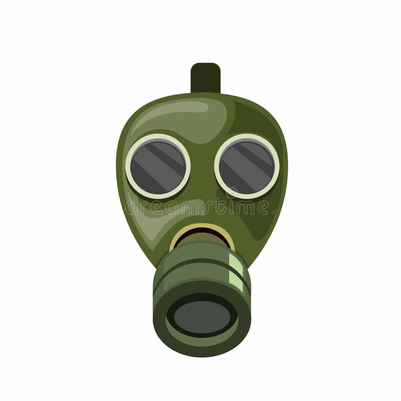 Vintage Army Gas Mask Symbol Icon in Cartoon Flat Illustration Vector