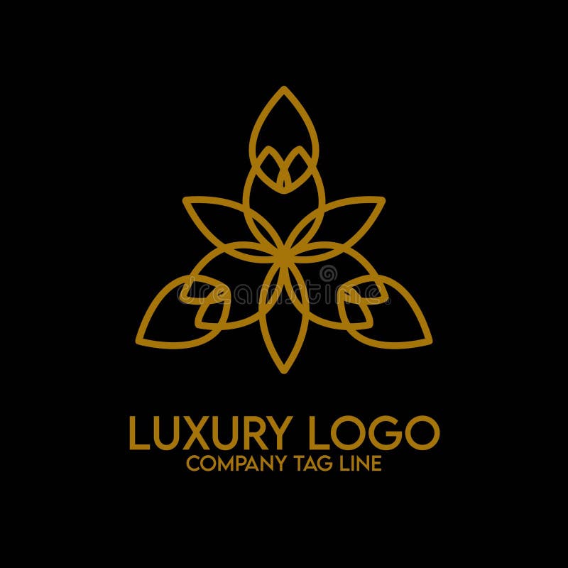 Vector Mandala Pattern Art Design Luxury Gold Company Logo. Stock