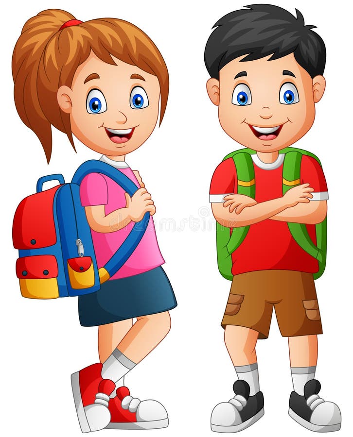 Cartoon School Kid Boy and Girl Stock Vector - Illustration of learn,  person: 175567525