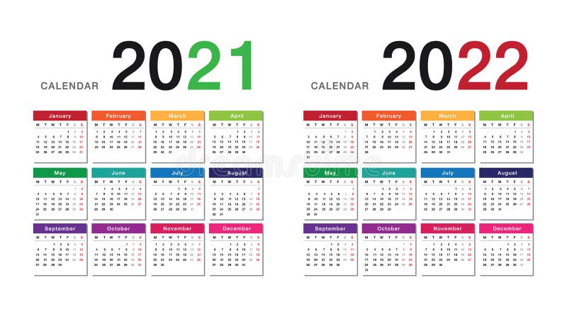 Ou Fall 2022 Calendar Year 2021 And Year 2022 Calendar Horizontal Vector Design Template, Simple  And Clean Design. Calendar For 2021 And 2022 On White B Stock Illustration  - Illustration Of December, Bank: 175941803
